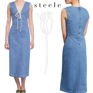Steele Fitted Denim Midi with Rope Tie Dress
